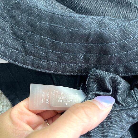 Calvin Klein Jumpsuit Women’s 4 Short Ruffle Sleeve Dark Chambray Straight Leg - Picture 9 of 10